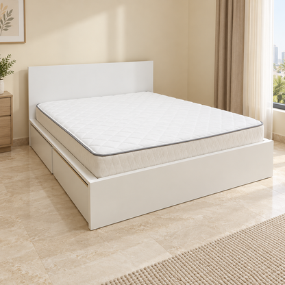 IKEA MALM Double Bed Frame with Underbed Storage & Mattress – White – 160 × 200 cm