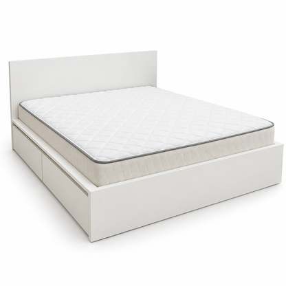 IKEA MALM Double Bed Frame with Underbed Storage & Mattress – White – 160 × 200 cm