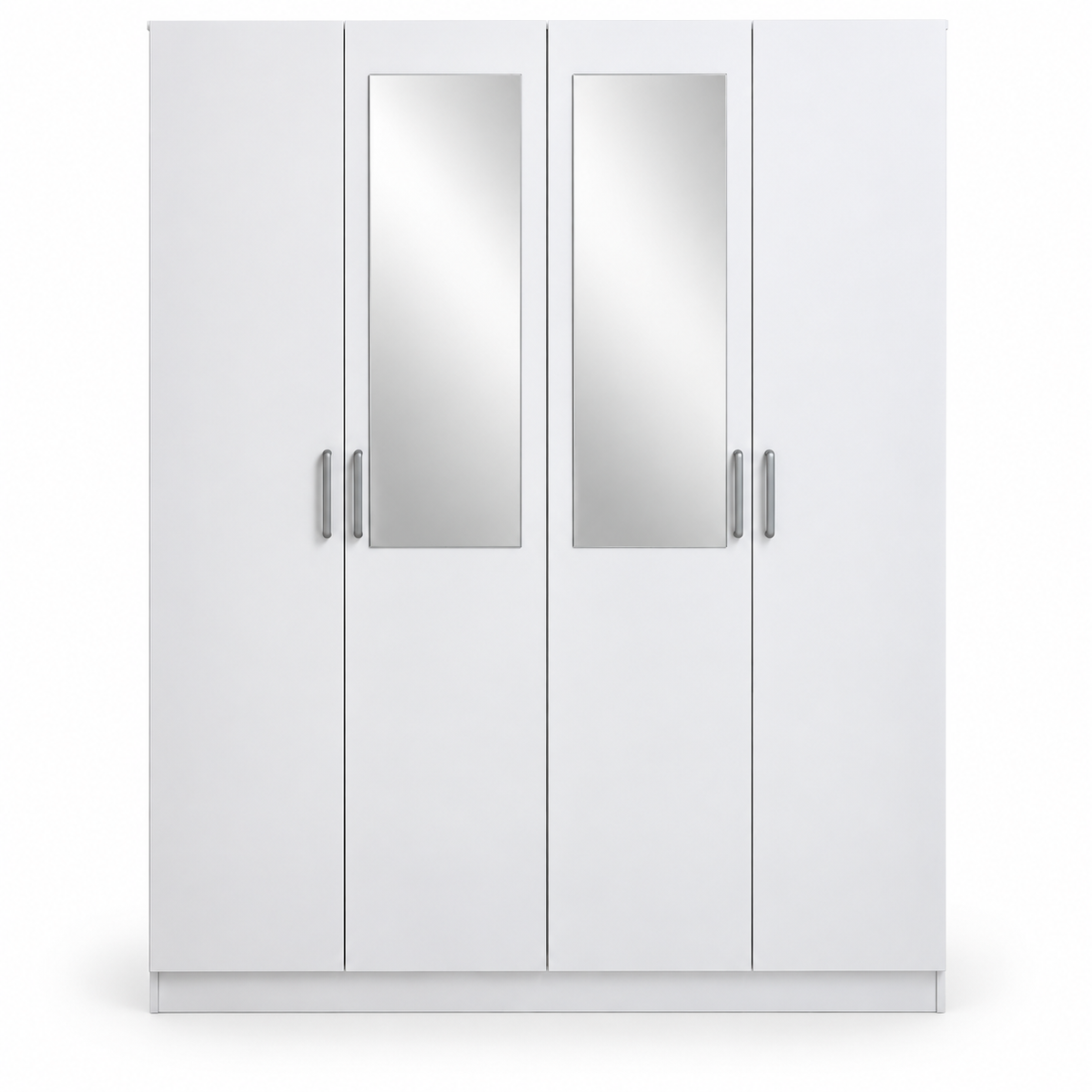 Home Box Oro 4-Door Wardrobe with 2 Mirrors – White – 182 × 60 × 216 cm