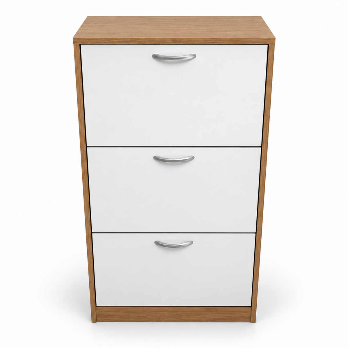 Home Centre Nordic 24-Pair Shoe Cabinet – White & Oak – 120 × 35 × 102 cm