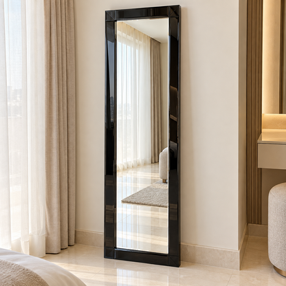 Homes r Us Black Cheval Bevelled Full-Length Mirror – 40 × 150 cm
