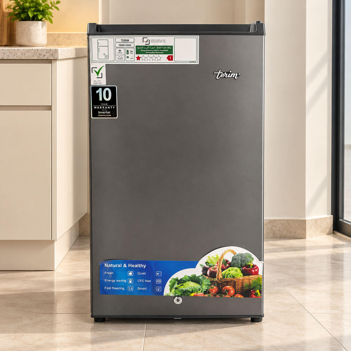 Terim TERR120SS 120L Single Door Refrigerator with Chiller – Dark Grey