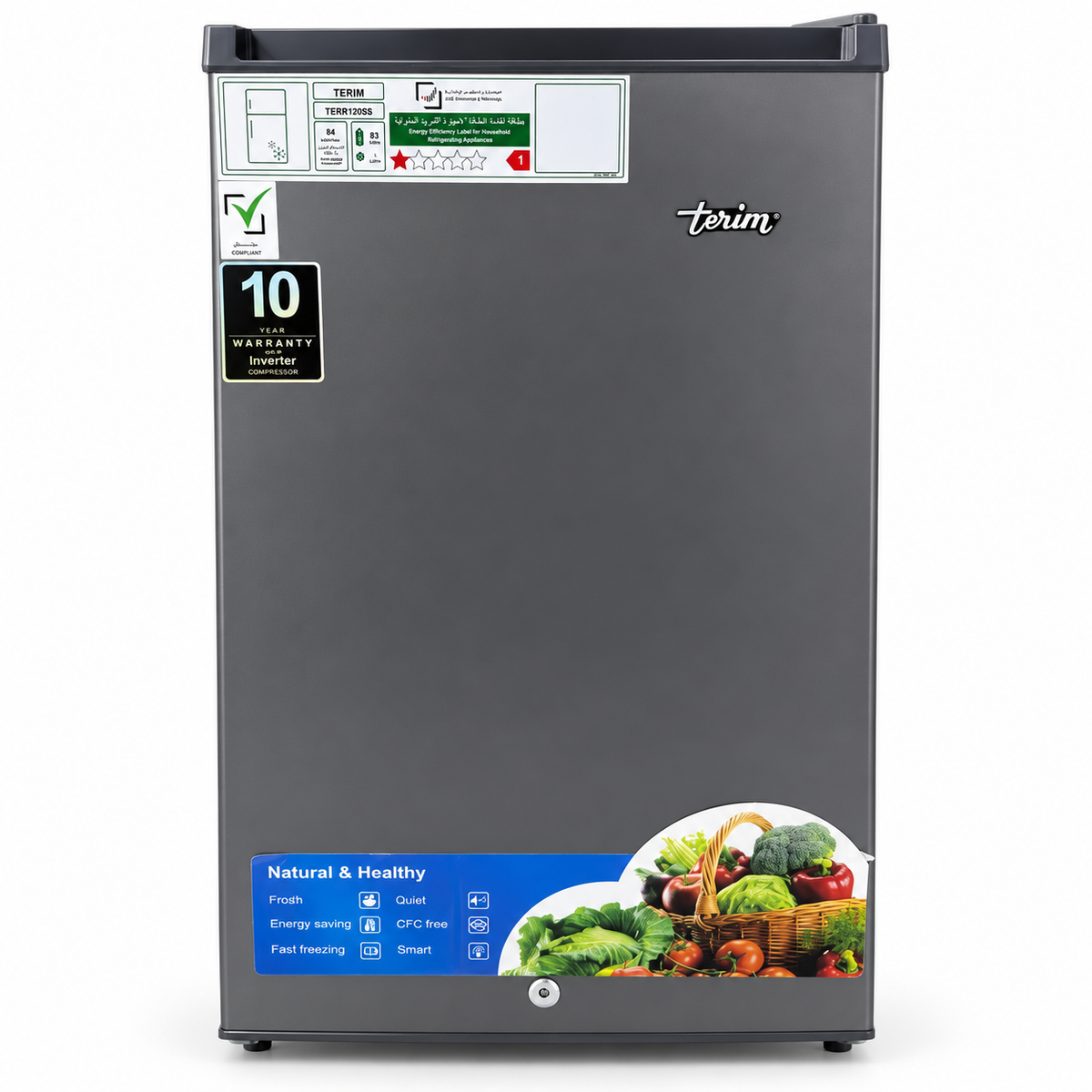 Terim TERR120SS 120L Single Door Refrigerator with Chiller – Dark Grey