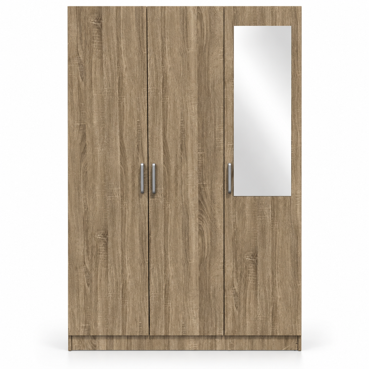 Danube Home Supreme 3-Door Wardrobe with Mirror – French Sonoma Oak – 120 × 52 × 190 cm