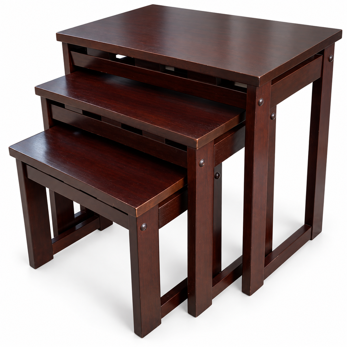 Home Centre Espresso Nesting Tables – Set of 3 – Dark Brown