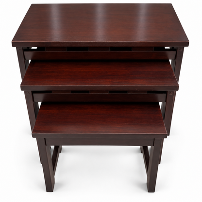 Home Centre Espresso Nesting Tables – Set of 3 – Dark Brown