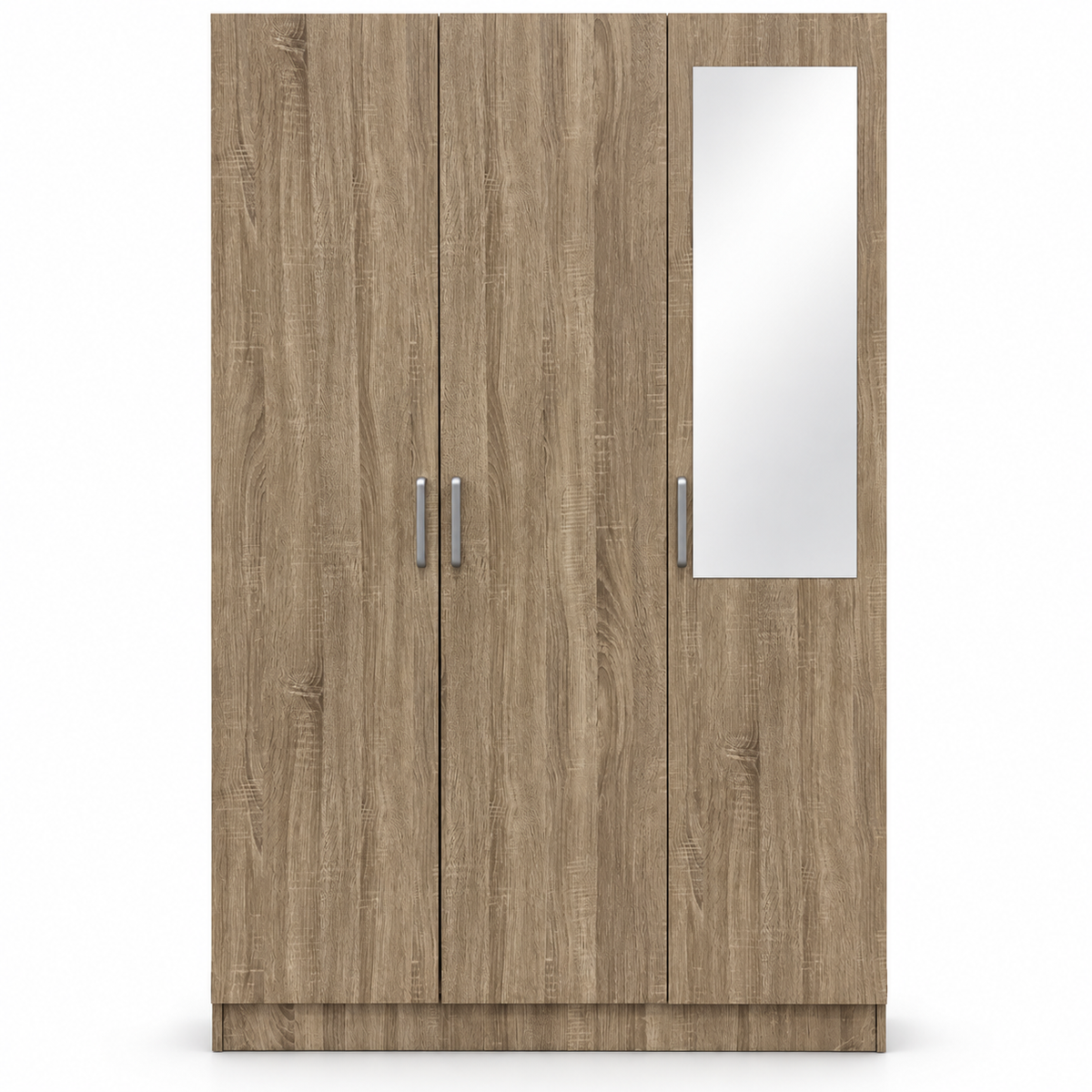 Danube Home Supreme 3-Door Wardrobe with Mirror – French Sonoma Oak – 120 × 52 × 190 cm