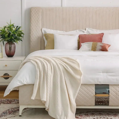 Danube Home Aloha King Bed Set | White/Gold, 180x200 cm, No Mattress