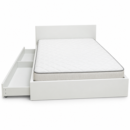 IKEA MALM Double Bed Frame with Underbed Storage & Mattress – White – 160 × 200 cm