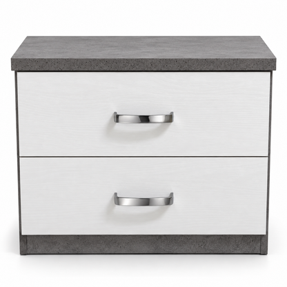 Danube Home Michigan 180×200 King Hydraulic Storage Bed with Mattress & 1 Bedside Table – White/Grey