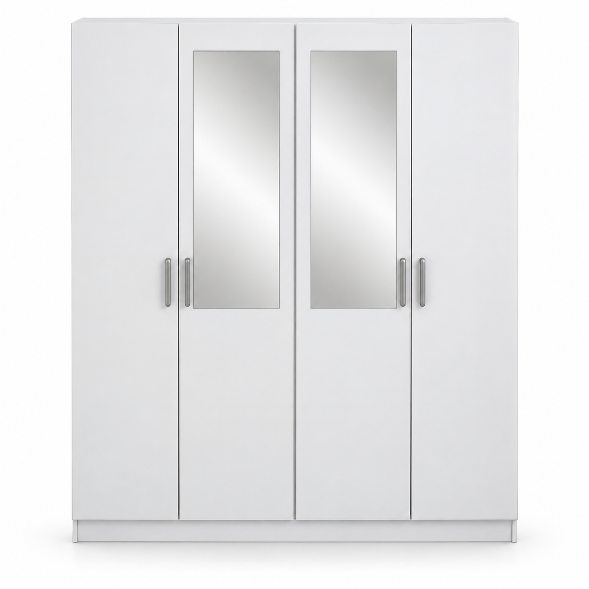 Home Box Oro 4-Door Wardrobe with 2 Mirrors – White – 182 × 60 × 216 cm