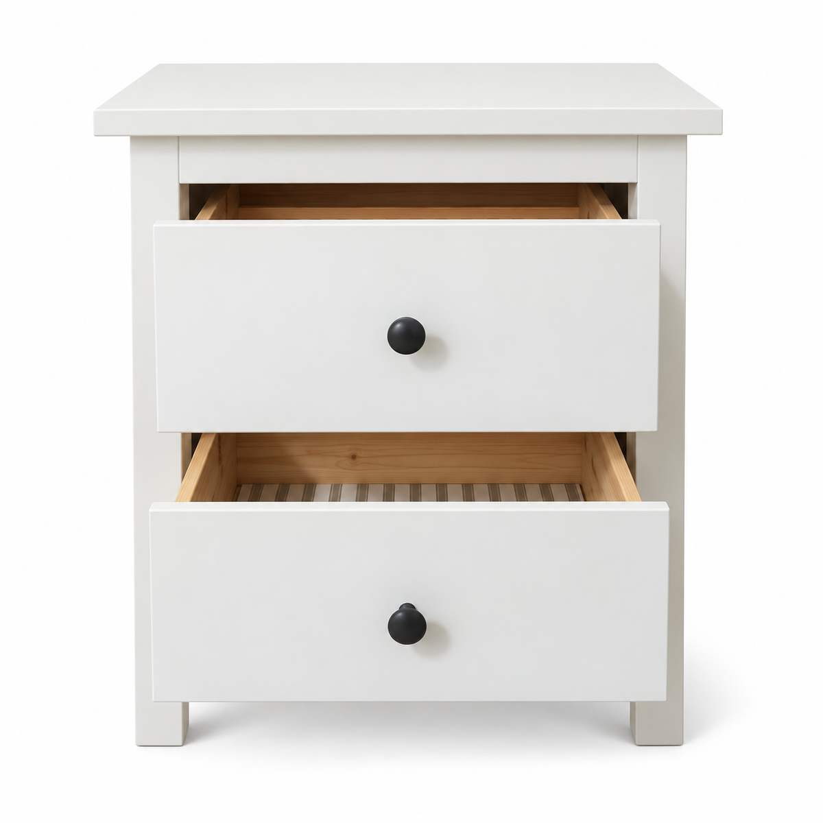 IKEA HEMNES King Bedroom Set with Mattress & 2 Bedside Tables – White – 180 × 200 cm