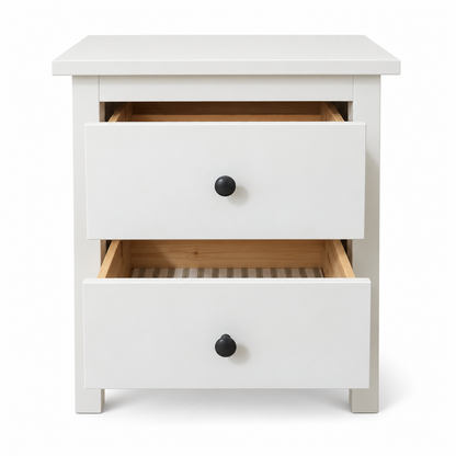 IKEA HEMNES King Bedroom Set with Mattress & 2 Bedside Tables – White – 180 × 200 cm