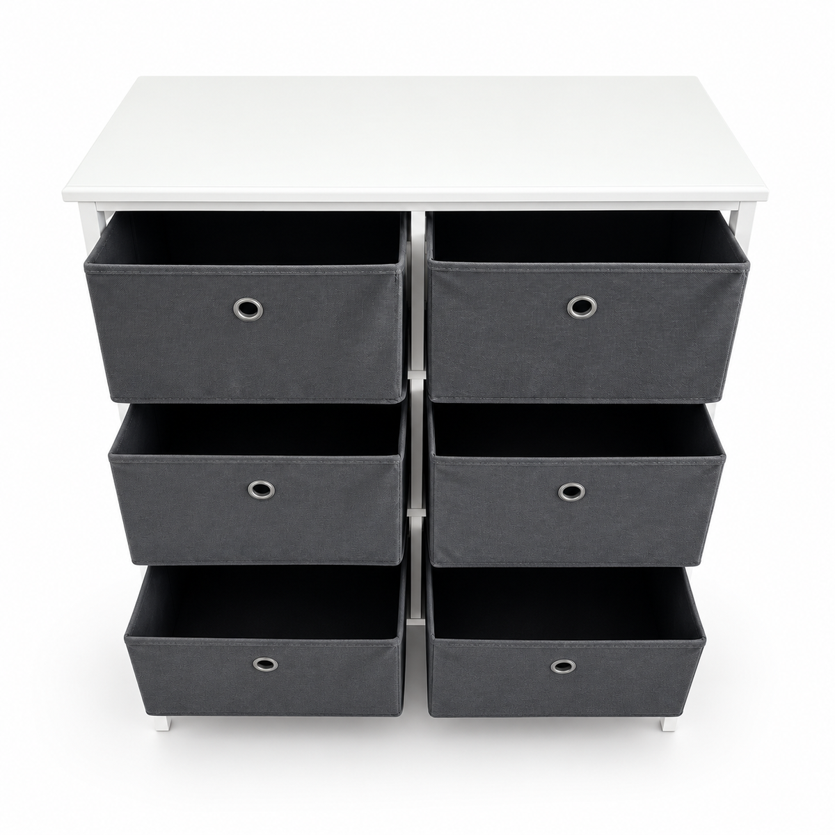 YITAHOME 6-Drawer Fabric Storage Dresser – 80 × 29 × 79 cm – White & Dark Grey
