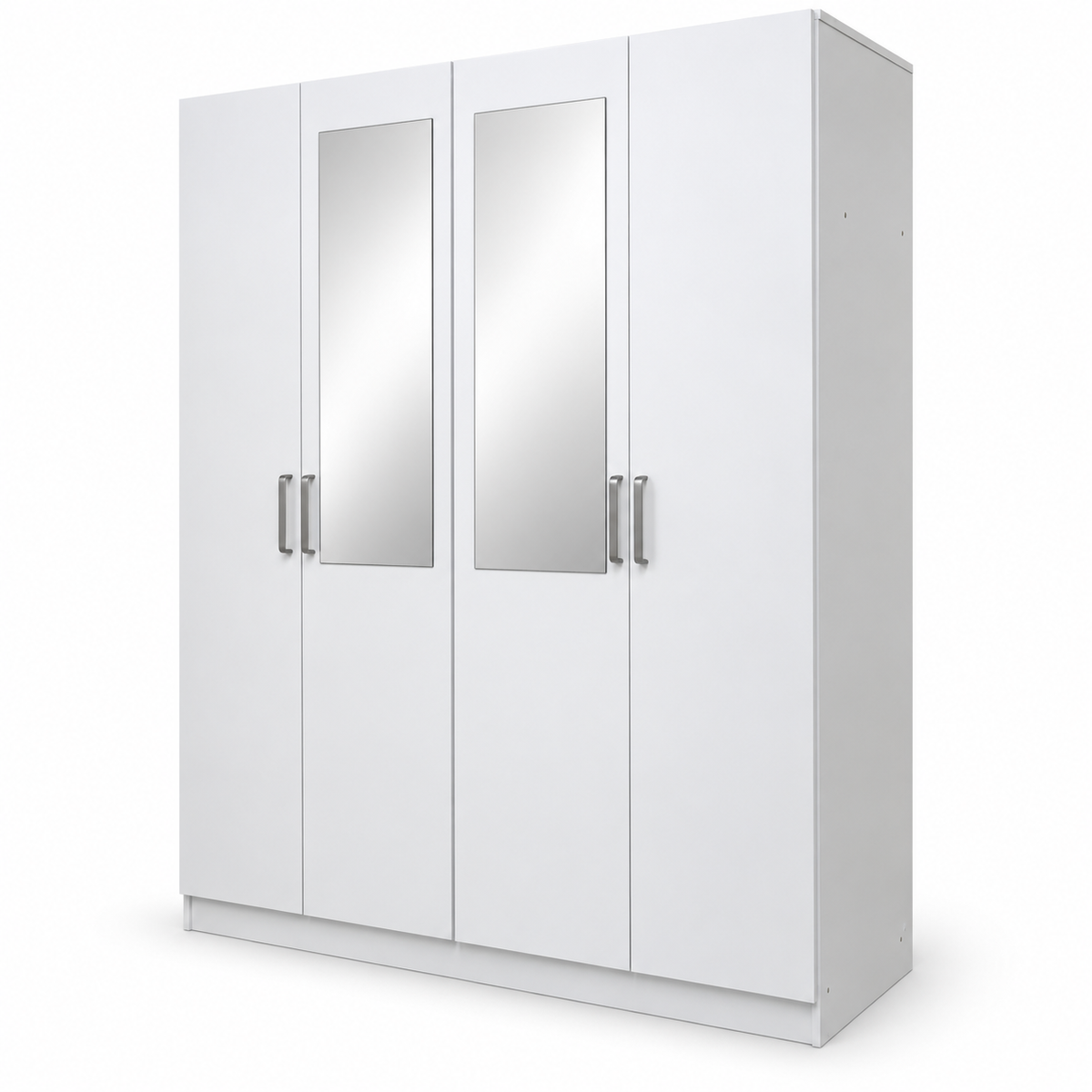 Home Box Oro 4-Door Wardrobe with 2 Mirrors – White – 182 × 60 × 216 cm