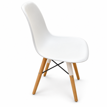 Mahmayi Ultimate Eames Style DSW Dining Chair – White & Natural Wood