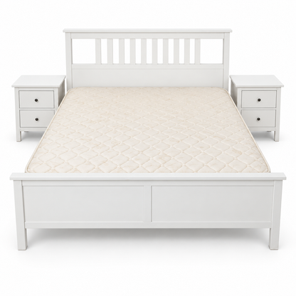 IKEA HEMNES King Bedroom Set with Mattress & 2 Bedside Tables – White – 180 × 200 cm