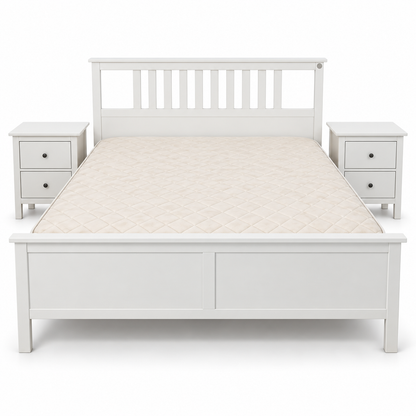 IKEA HEMNES King Bedroom Set with Mattress & 2 Bedside Tables – White – 180 × 200 cm