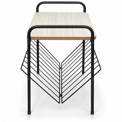 Home Box Modern Side Table with V-Shaped Magazine Rack – Whitewashed Oak & Black