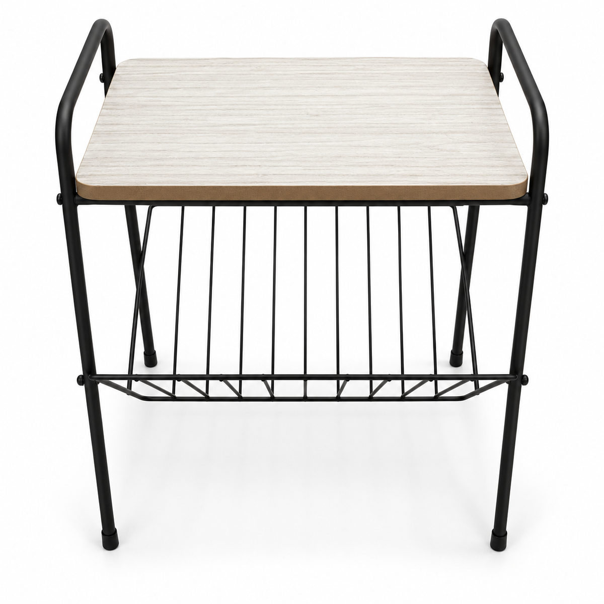 Home Box Modern Side Table with V-Shaped Magazine Rack – Whitewashed Oak & Black
