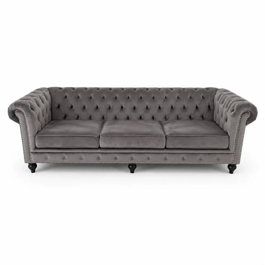 Abbyson Grand Chesterfield Velvet Sofa - used 1 Year - Al Thahani Furniture