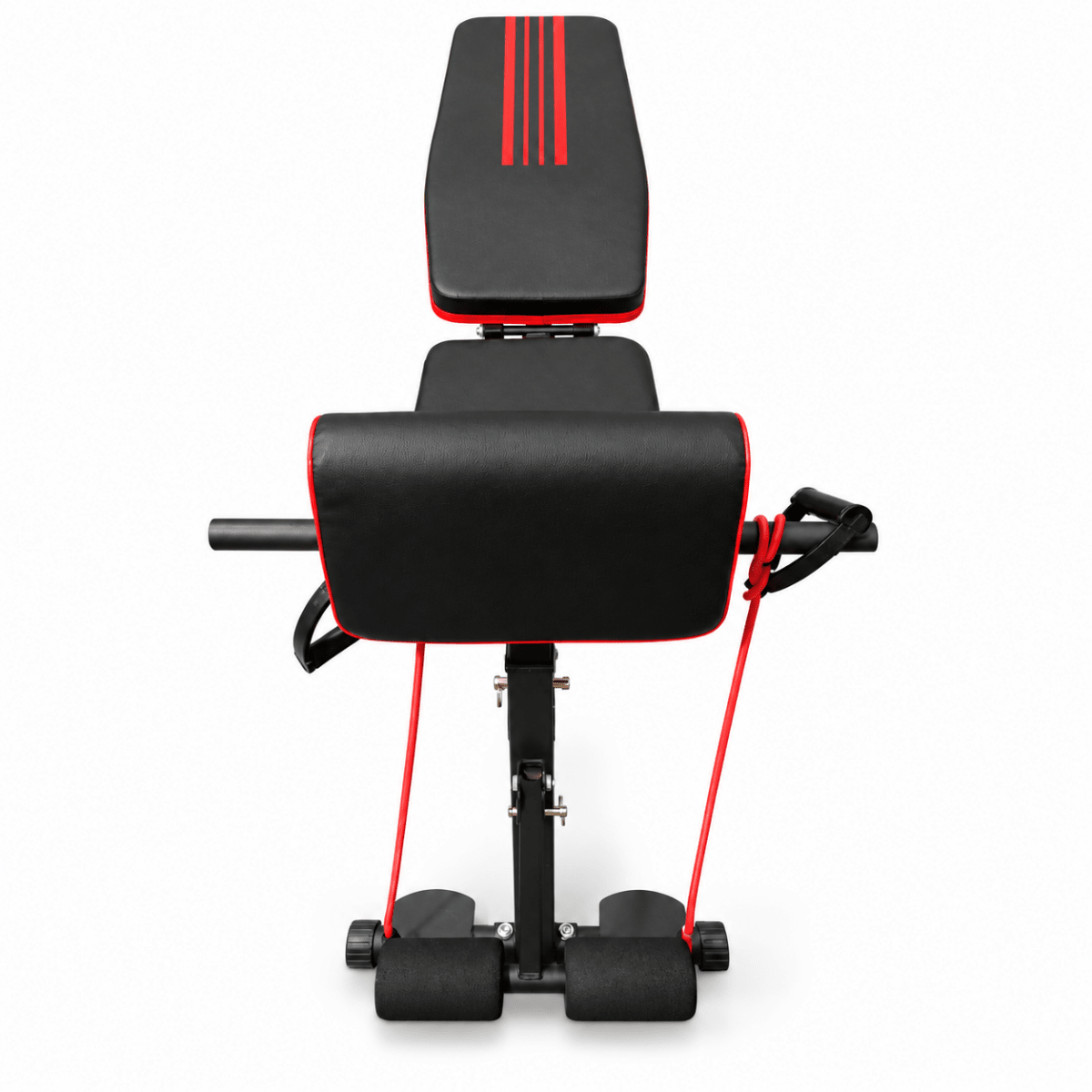 Adjustable Multi-Function Home Gym Workout Bench with Resistance Bands – Black & Red - Al Thahani Furniture