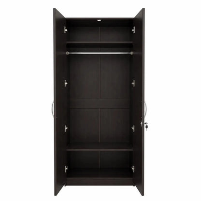 AFT Simplicity 2-Door Wooden Wardrobe | Black - used 7 months - Al Thahani Furniture