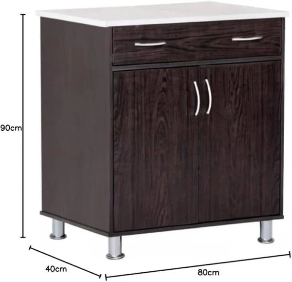 AFT Wooden Kitchen Storage Cabinet with Ceramic Top | Wenge Finish | Modern Design - althahanifurniture