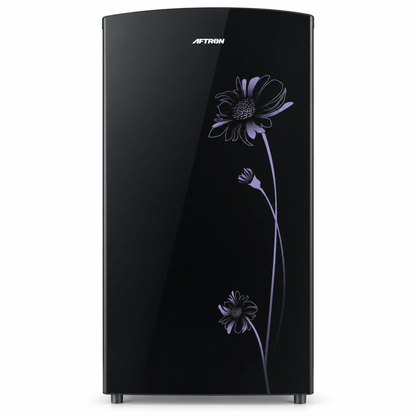 AFTRON AFR228GF 175L Single Door Refrigerator – Black Glass - Al Thahani Furniture