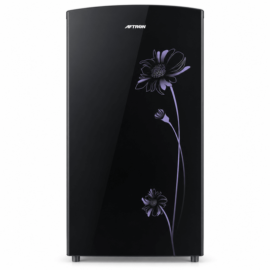 AFTRON AFR228GF 175L Single Door Refrigerator – Black Glass - Al Thahani Furniture