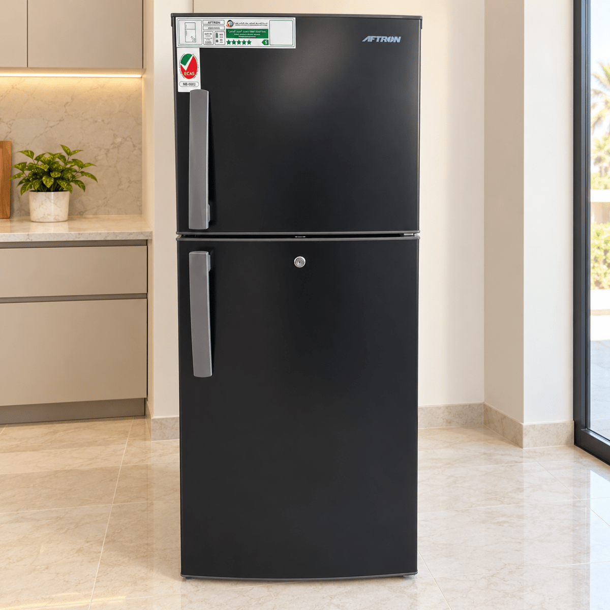 Aftron AFR320SF 280L Double Door No-Frost Refrigerator – Black - Al Thahani Furniture