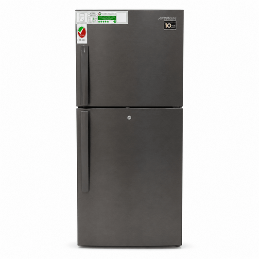 Aftron AFR410SSF 400L No Frost Double-Door Refrigerator – Stainless Steel - Al Thahani Furniture