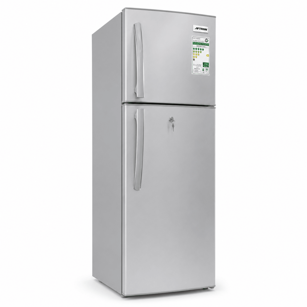 Aftron AFR70SH 168L Double-Door Refrigerator – Silver - Al Thahani Furniture