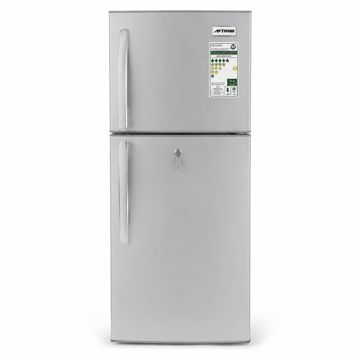 Aftron AFR70SH 168L Double-Door Refrigerator – Silver - Al Thahani Furniture