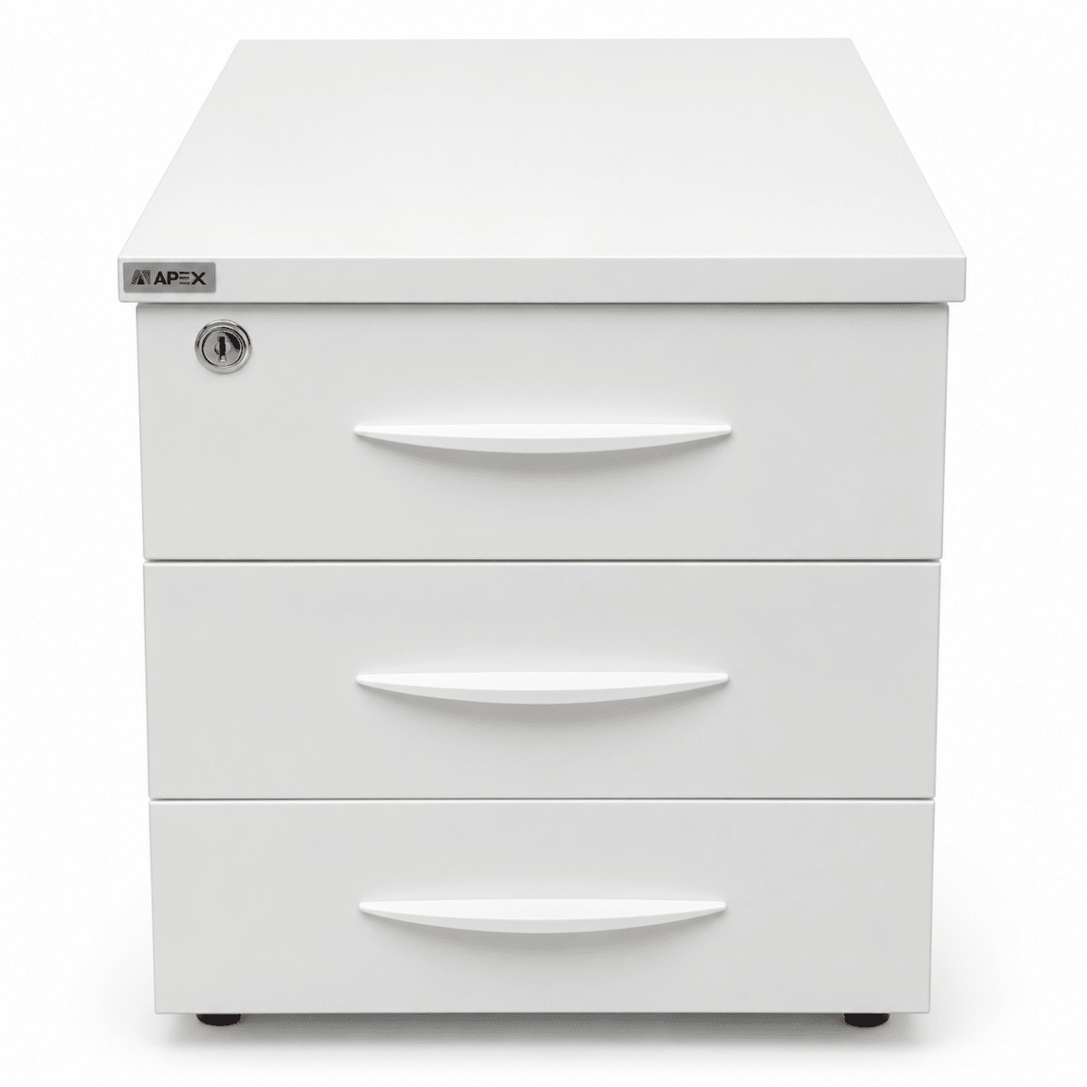 APEX 3-Drawer Mobile Office Pedestal with Lock – White – 42.5 × 49 × 54 cm - Al Thahani Furniture