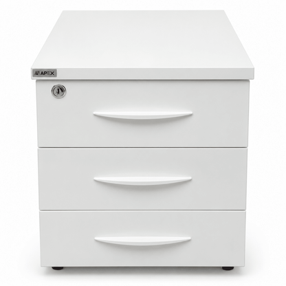 APEX 3-Drawer Mobile Office Pedestal with Lock – White – 42.5 × 49 × 54 cm - Al Thahani Furniture