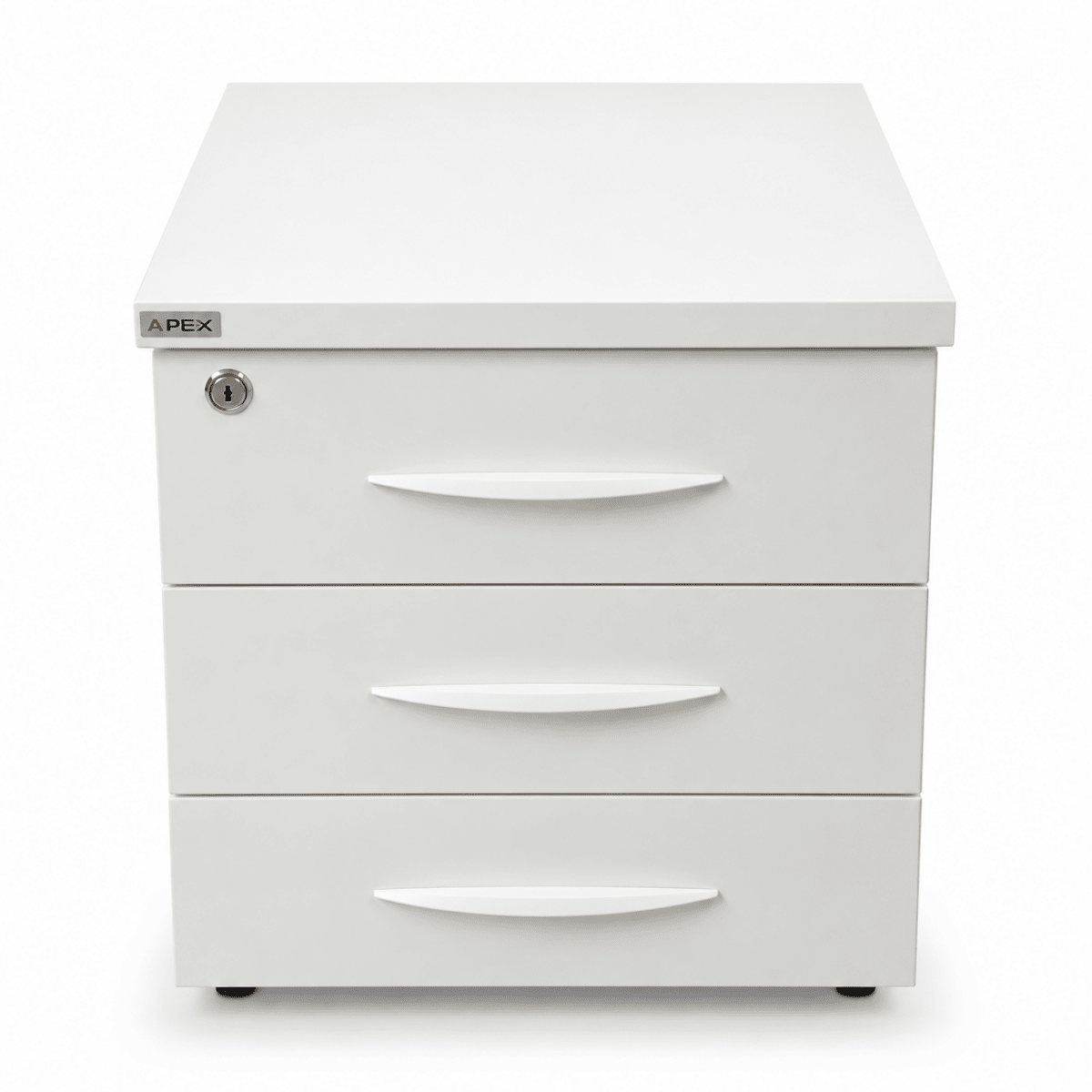 APEX 3-Drawer Mobile Office Pedestal with Lock – White – 42.5 × 49 × 54 cm - Al Thahani Furniture