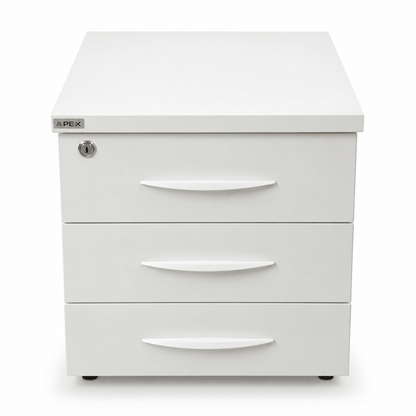 APEX 3-Drawer Mobile Office Pedestal with Lock – White – 42.5 × 49 × 54 cm - Al Thahani Furniture