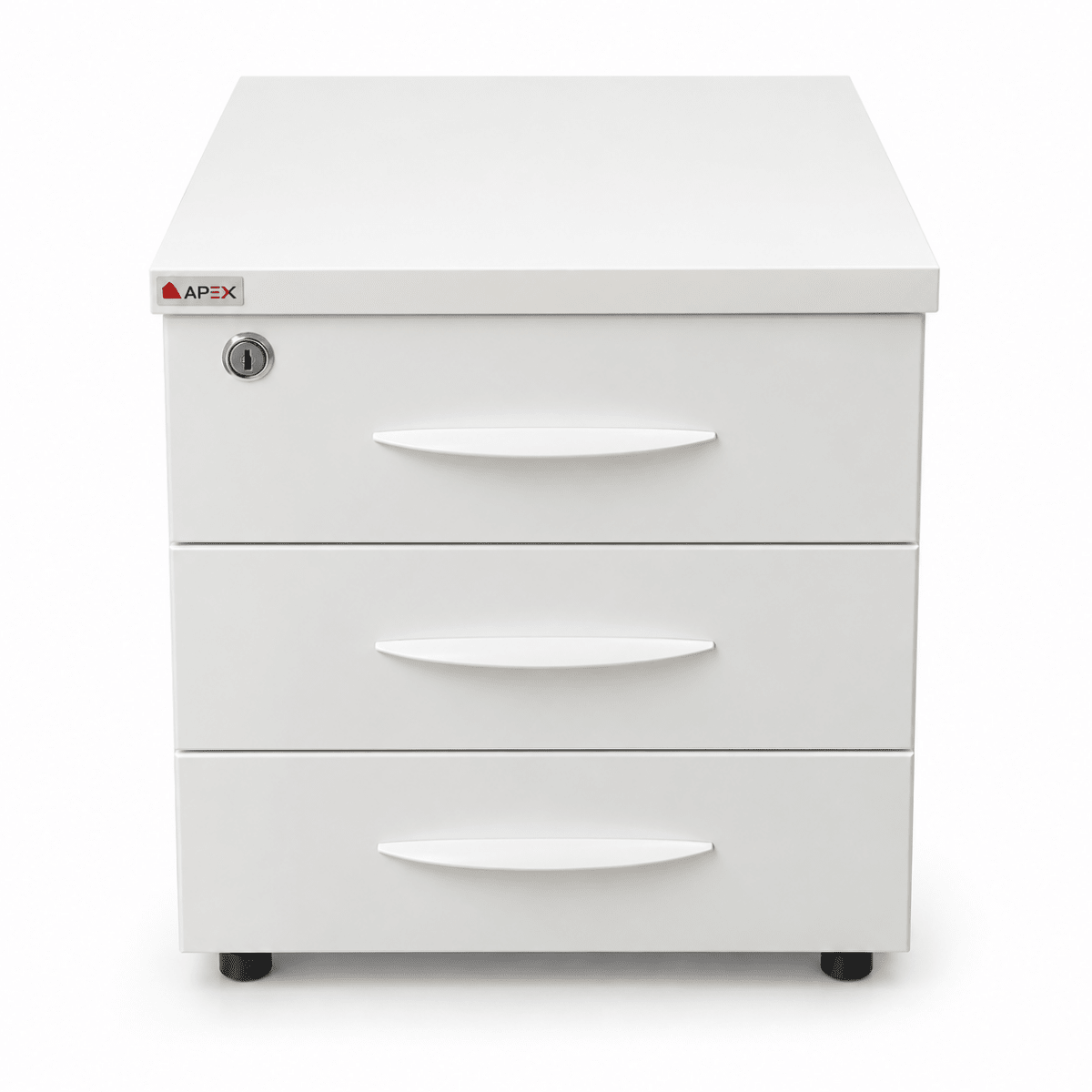 APEX 3-Drawer Mobile Office Pedestal with Lock – White – 42.5 × 49 × 54 cm - Al Thahani Furniture
