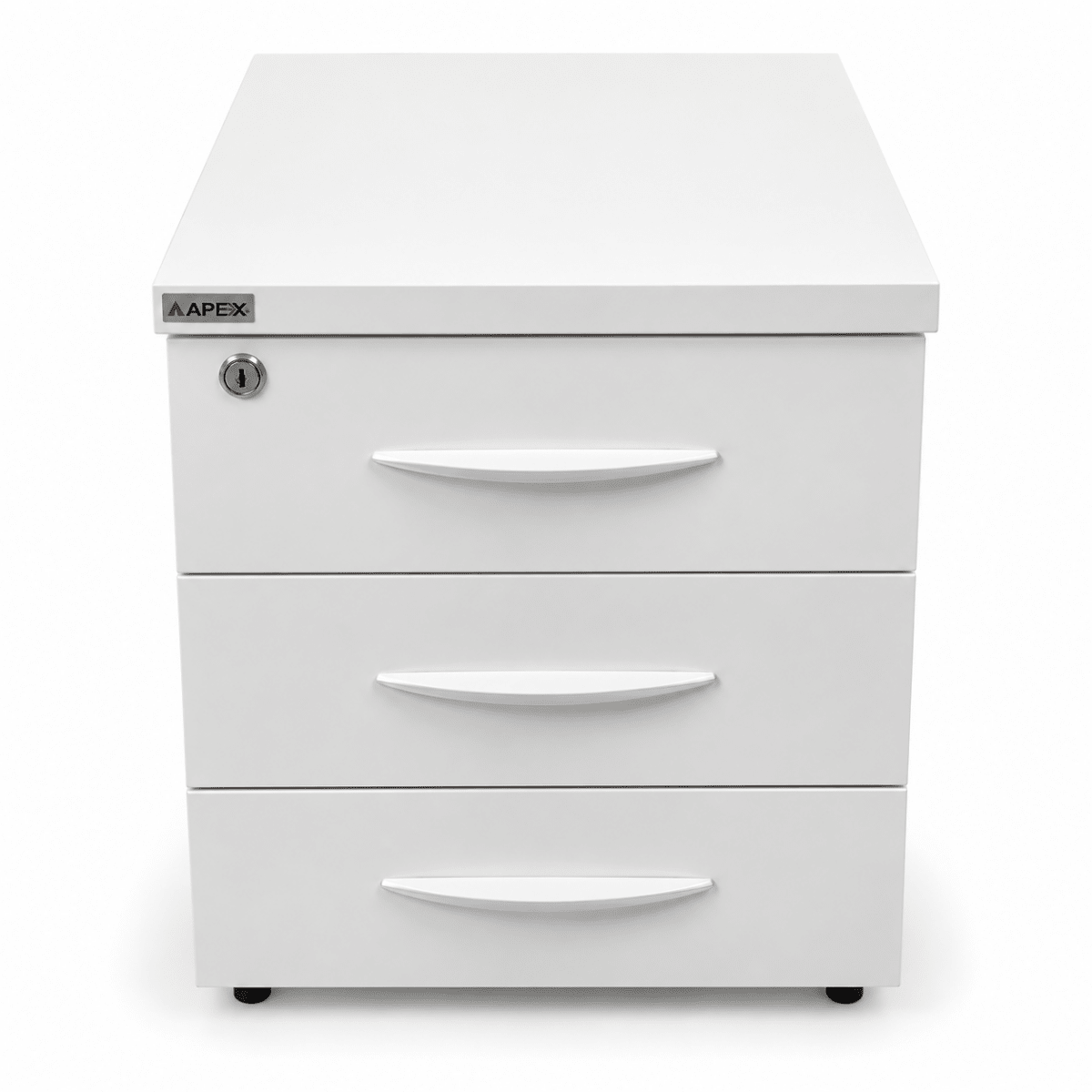APEX 3-Drawer Mobile Office Pedestal with Lock – White – 42.5 × 49 × 54 cm - Al Thahani Furniture