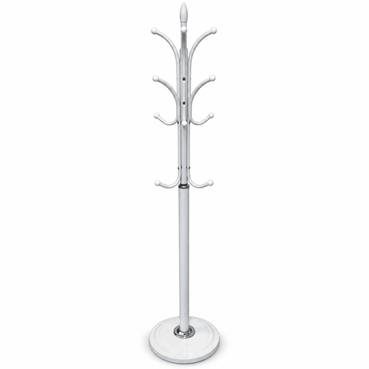Aria Freestanding Metal Coat & Garment Stand with Multi-Hooks – White - Al Thahani Furniture