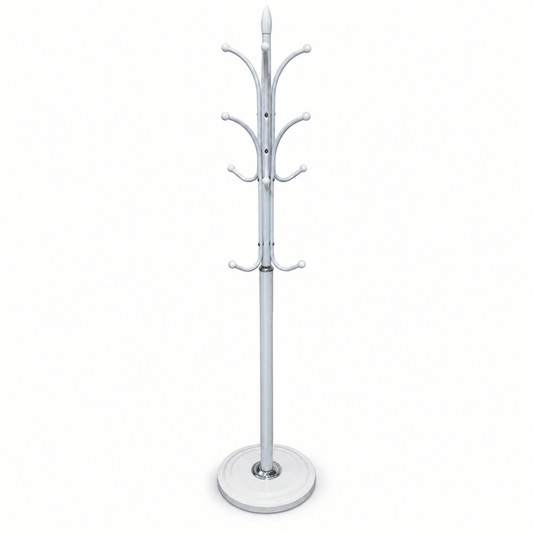 Aria Freestanding Metal Coat & Garment Stand with Multi-Hooks – White - Al Thahani Furniture