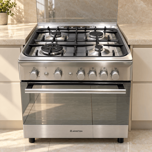 Ariston A6TG1F C(X) EX 60cm 4-Burner Full Gas Cooker with 58L Oven – Stainless Steel - Al Thahani Furniture