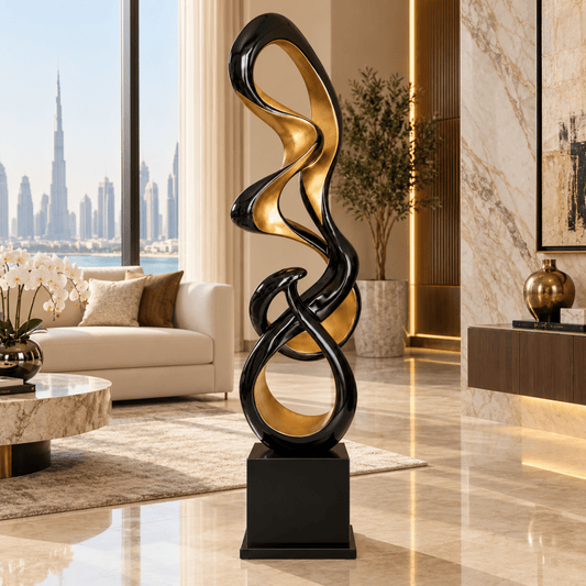 Artmax 4506-AD Imagine Modern Floor Sculpture – Black & Gold – 38.1 × 31.8 × 182.9 cm - Al Thahani Furniture