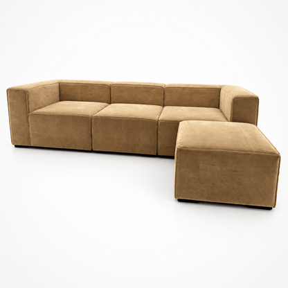 Asghar Furniture Delsea 6-Piece Modular Sofa with Ottoman – Beige - Al Thahani Furniture