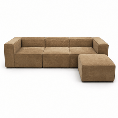 Asghar Furniture Delsea 6-Piece Modular Sofa with Ottoman – Beige - Al Thahani Furniture