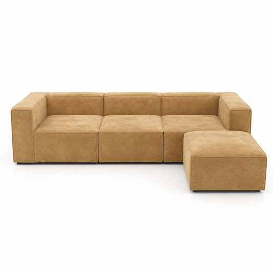 Asghar Furniture Delsea 6-Piece Modular Sofa with Ottoman – Beige - Al Thahani Furniture