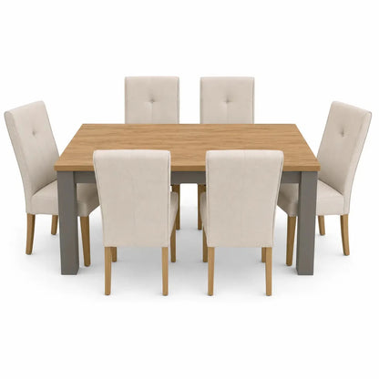 Ashford Dining Table with 6 Ava Fabric Chairs | Country-Style, 160x90 cm - used 8 months - Al Thahani Furniture
