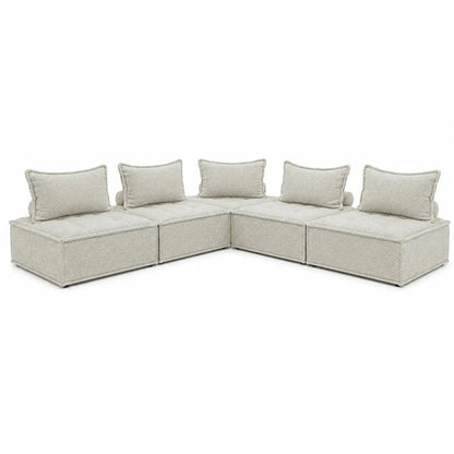 Ashley Bales Taupe 5-Piece Modular Accent Chair Set | Checkered, Armless - used 5 months - Al Thahani Furniture