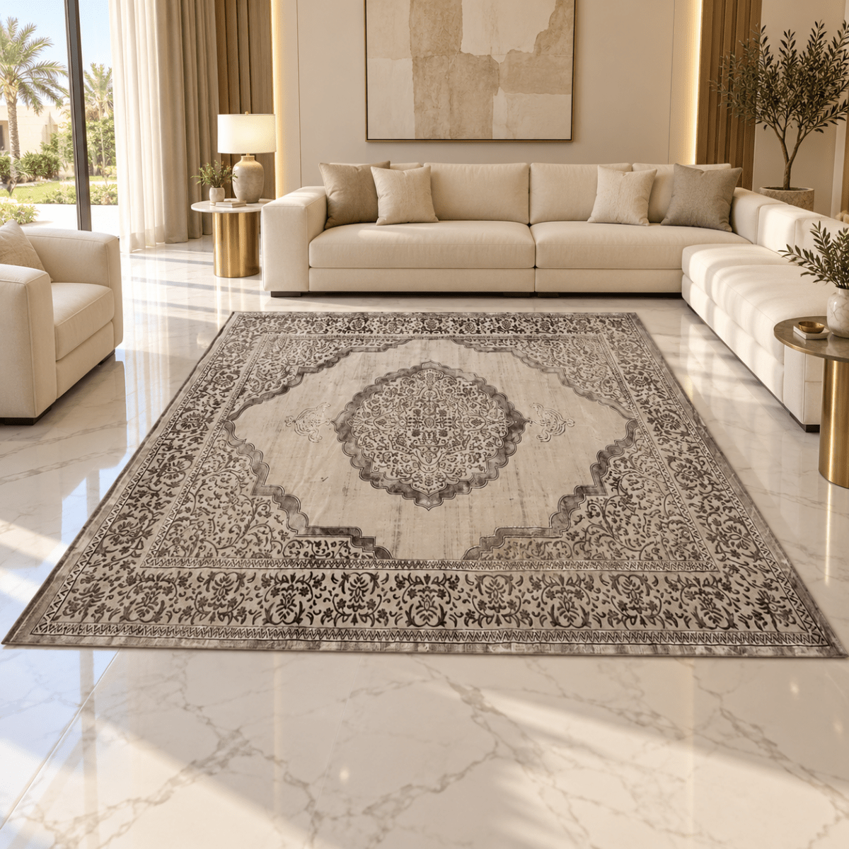 AVISA Saryon Carpet – Beige & Grey – 300 × 400 cm - Al Thahani Furniture